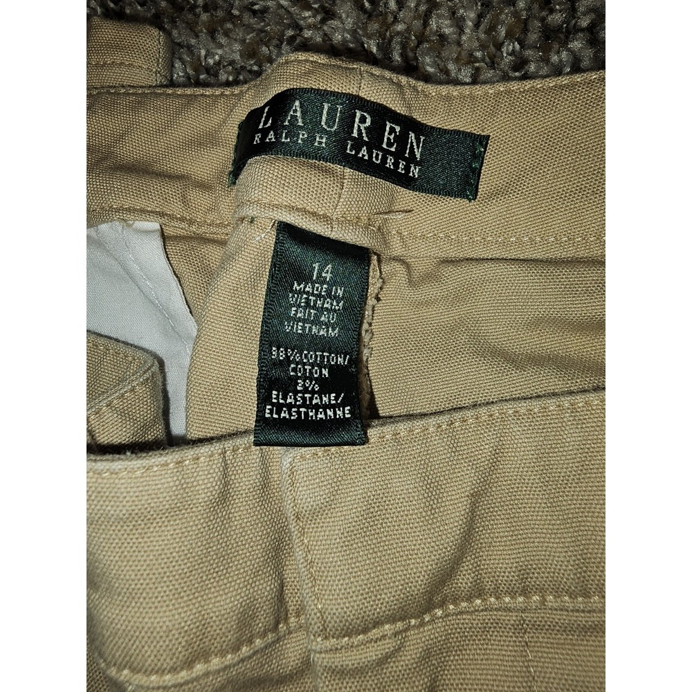 Polo Ralph Lauren Womens Sz 14 Pants Khakis Straight Leg Tan Unique Zip Detail - Picture 10 of 11